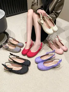 New Women's Ruched Back Mary Jane Shoes, Butterfly Knot Low Heel, Traditional Chinese Style, Soft Sole Comfortable Mom Shoes/dance Shoes