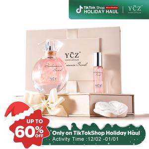 YCZ Golden Sands Women's Perfume Gift Set - 3-Piece Floral Oriental Fragrance with Grapefruit & Rose Notes, 50ml & 15ml Perfumes, Camellia Diffuser Stone, Elegant Gift Box, Long-Lasting Sillage| Luxurious Perfume  | Christmas Gift
