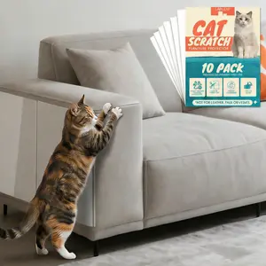 Anti Cat Scratch Furniture Protector, Couch Protector from Cat Claws Easy-to-Apply Scratching Deterrent and Shield for Sofa Corners Couch, Walls, Doors- with 50 Twist Pins, Cat Deterrent, Cat Accessories, Door Scratch Protector
