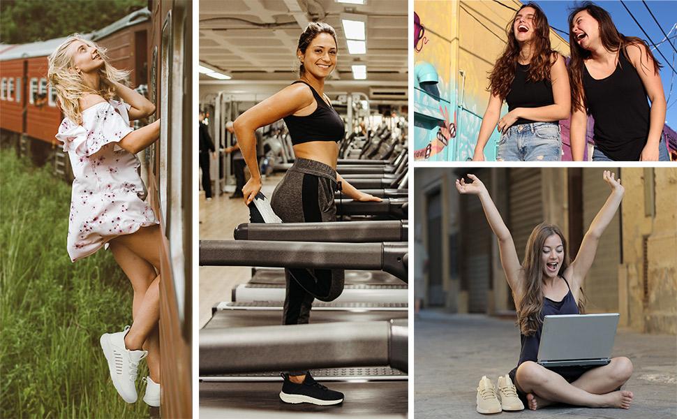 Women's Slip On Walking Shoes Lightweight Breathable Mesh Sneakers Comfortable Athletic Tennis Shoes for Nursing Work Casual