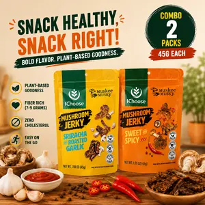 Zonfair Mushroom Jerky Variety 2-Pack – Vegan Plant Based Snack, Sweet Spicy & Sriracha Garlic