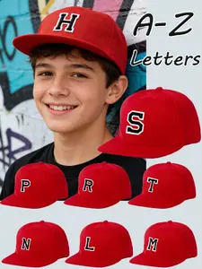 1 Pc A-Z Letters Trendy Street Style Hip Hop Streetwear Cap Quality Caps Solid Color Flat Brim Snapback Cap Baseball Hat for Boy And Girl，Suitable For Streets, Music Festivals, Skateboarding, Stages, Leisure, Etc