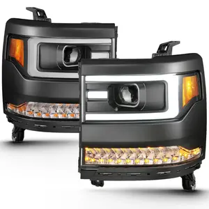 CHEVY SILVERADO 1500 16-18 PROJECTOR PLANK STYLE HEADLIGHTS BLACK (FOR HID, NO HID BULB INCLUDED)
