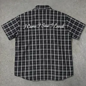 Amavi Apparel “I Came I Saw I Loved” Plaid Button Shirt Shortsleeve