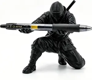 3D Printed Ninja Samurai Pen Holder, Creative Warrior Desk Organizer, Unique Figurine Pencil Stand & Gift for Men