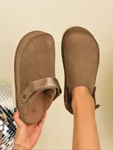 New Thick Sole Open Toe Slip-On Mules, Slip On Clog, Multiple Colors Available, Vintage Style Comfortable Fall & Winter Shoes, Versatile Muumuu Slippers