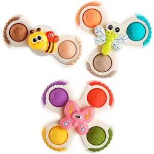 3PCS Pop Suction Cup Spinner Toys for 1 Year Old Boy Girl | Novelty Spinning Tops Toddler Stocking Stuffers | Baby Bath Toy for Kids Ages 1-3 | 1 Year Old Boy Christmas Birthday Gift for Infant