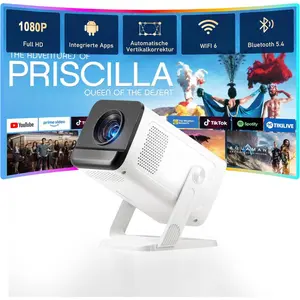 ?White Projector & Built-in Apps?  Mini Projector with  and ,  1080P  Portable Projector with 210? Stand, Auto Vertical Keystone, Compatible with HDMI/USB/TV Stick