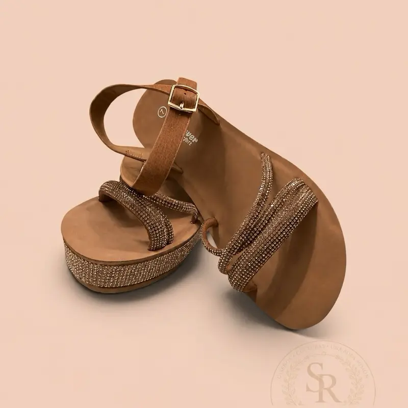 Summer Platform Rhinestone Sandals | Sandalias de Plataforma con Brillos
