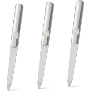 3PCS Stainless Steel Diamond Nail Files – Double-Sided Heavy Duty Metal Files for Natural, with Anti-Slip Grip