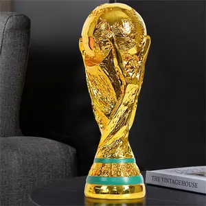 Golden Resin Football Trophy Champions Soccer Trophies Resin Ornament Football Fan Gift Home Office Decoration Craft