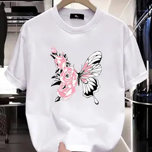 Men's Oversized Round Neck Minimalist Korean Cotton Short-Sleeve Tee, Unisex Classic Streetwear Sweat Alternative, Floral Tropical Casual Top with Breathable Fabric (Korean T-Shirts, Casual T-Shirts)