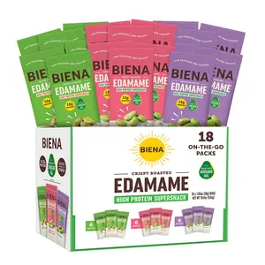 Biena Crispy Roasted Edamame Beans Snack – High Protein Low Carb Snack for Adults & Kids, 12g-13g Protein per Serving - Made w/Avocado Oil – Vegan, Gluten-Free, Crunchy Edamame Snack