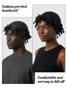 Silk Satin Lined Turban Bonnet for Men Women Adjustable Halo Head Wrap Durag Cap Soft Comfortable Daily Wear