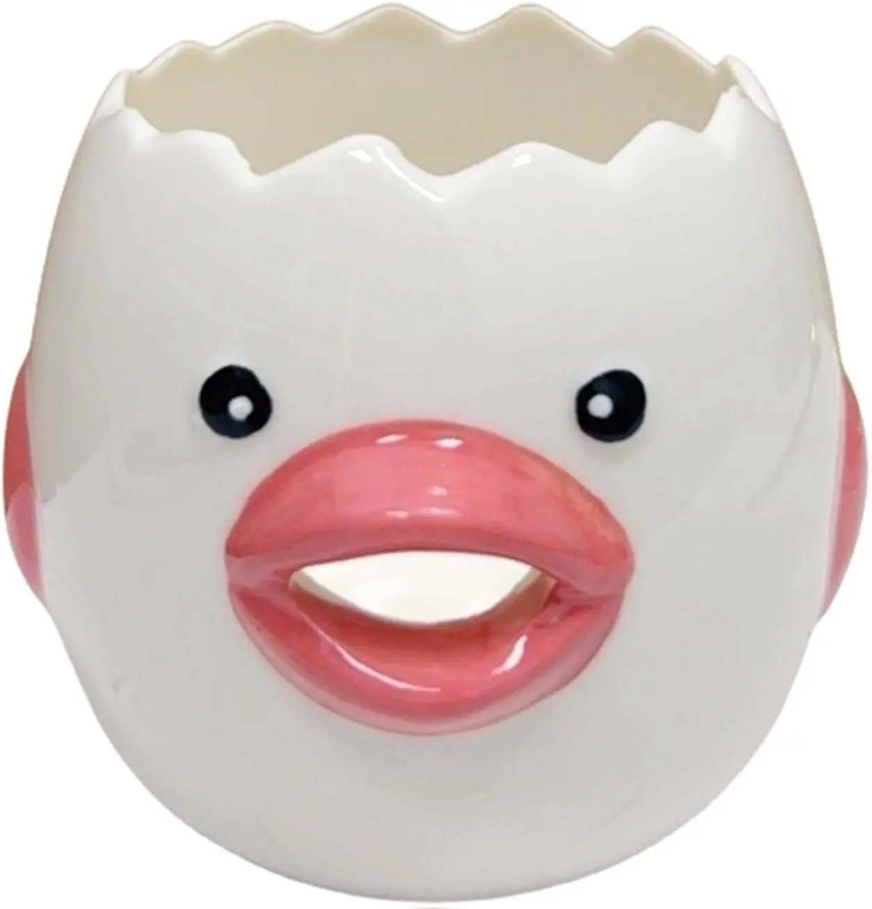 LuoCoCo Cute Ceramic Egg Separator – Vomiting Chicken Design – Practical Kitchen Gadget for Egg Yolk & White Separation – Small Egg Filter Splitter – Dishwasher Safe Baking Assistant Tool