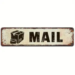 4x16 Inch Vintage Aluminum Mail Metal Sign - Rustic Wall Decor for Home & Post Office, Durable Mailbox Collection Box Decoration, Classic Gift for Mailman, Mailbox Decoration, Retro Style, Sturdy Construction, Postal Workers