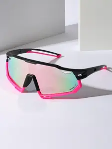 1pc  Polarized Cycling Glasses, Oversized Sci-Fi Hollow Frame Sports Glasses For Summer,  Sunglasses womens  sunglasses trendy beach eyewear women's  sunglass  reflection mirrored  shades glasses  girl