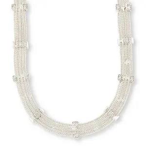 MarlaWynne Crystal-Accented Multi-Layered Wheat Chain Necklace