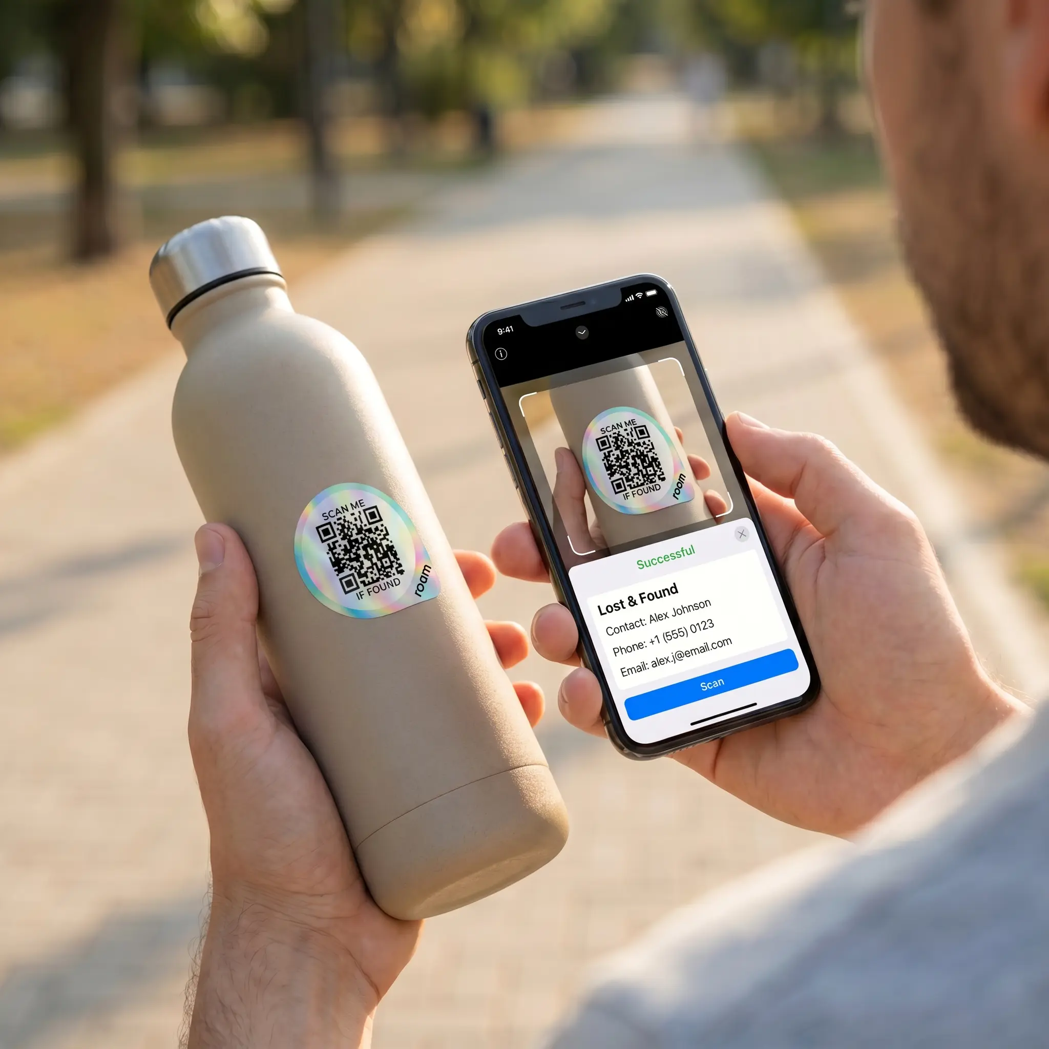 Roam QR Sticker - Lost & Found Label for Laptops, Luggage & Gear, Instant Scan-to-Return, No Battery, No App