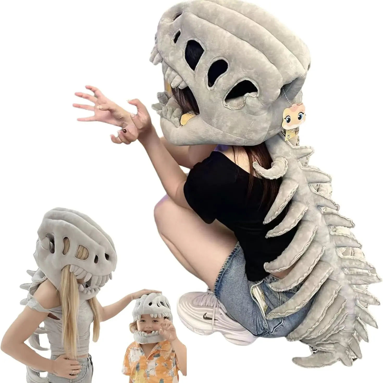 Stegosaurus Plush Toy Soft Stuffed Dinosaur Costume, 3D Wearable Realistic Christmas Dinosaur Skeleton Plush Toy, Perfect for Family Entertainment