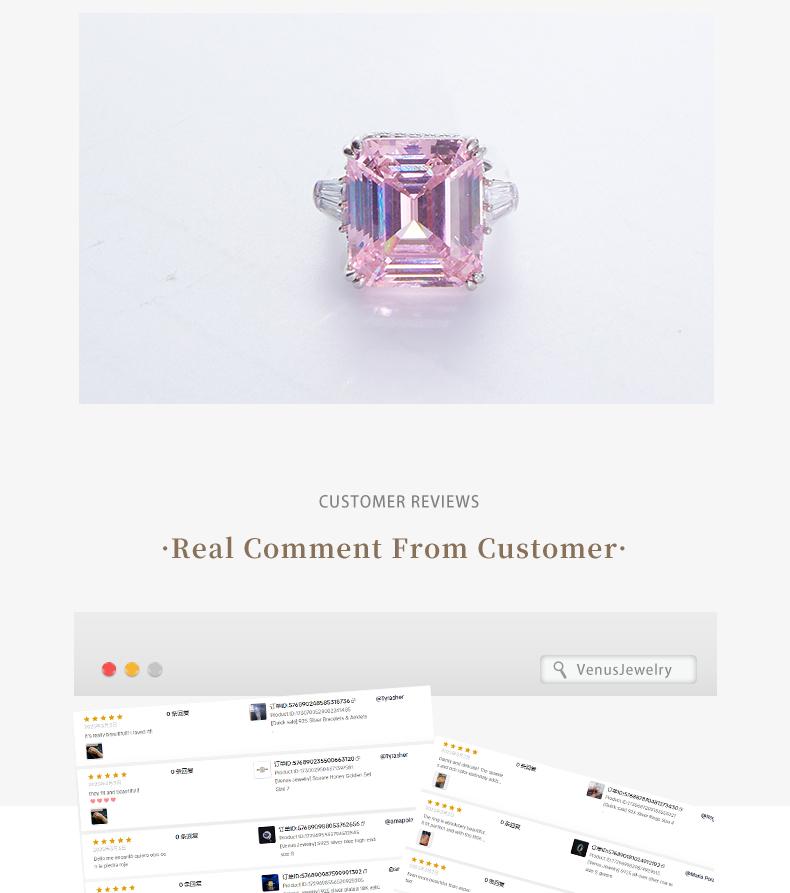 [Venus Jewelry] Lab Created Gemstone 15 CCT Emerald Cut Luxury Triple Stone Solid Silver 925 Sterling Ring