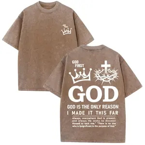 God First Christian T-Shirt Faith Based Vintage Tee God Is The Only Reason Shirt Religious Oversized Graphic Tee Unisex Streetwear Top Womenswear Aesthetic Day Everyday Style Tshirt Crewneck - Fashion, Cotton