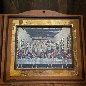 La Ultima Cena Artwork - Framed Religious Painting with Gold Accents and Intricate Details