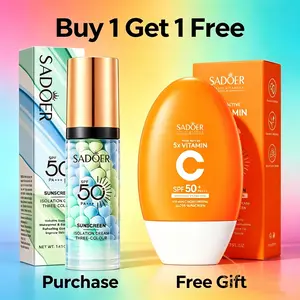 Buy 1 get 1 free, SPF50+ PA+++ 3-in-1 sunscreen primer + VC sunscreen, suitable for the entire summer, summer vibes