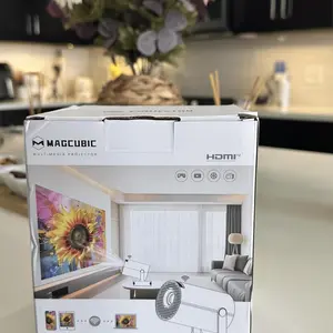 Smart Projector HY300Pro+ with 8K/4K/1080P Decode 290ANSI Lumens Auto Keystone Correction Built-in 5W speaker Dual WiFi6 Wireless BT5.4 Android 14 Native 1280*720P for Home Cinema Portable Movie Theater