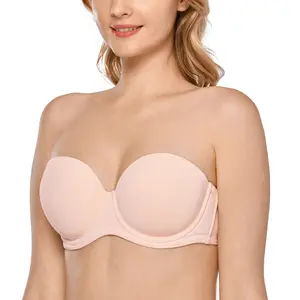 DELIMIRA Women's Underwire Slightly Padded Strapless Bra Detachable straps Plus Size Full Coverage