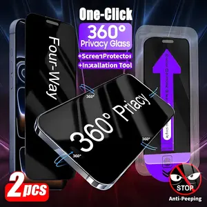 Two Pieces of 360-Degree Privacy Tempered Glass Screen Protectors with an Installation Kit And Auto-Alignment, Compatible with The for iPhone 17  Series, Suitable for iPhone 12, 13, 14, 15, 16, 17 Pro, Pro Max,  And 16 Plus