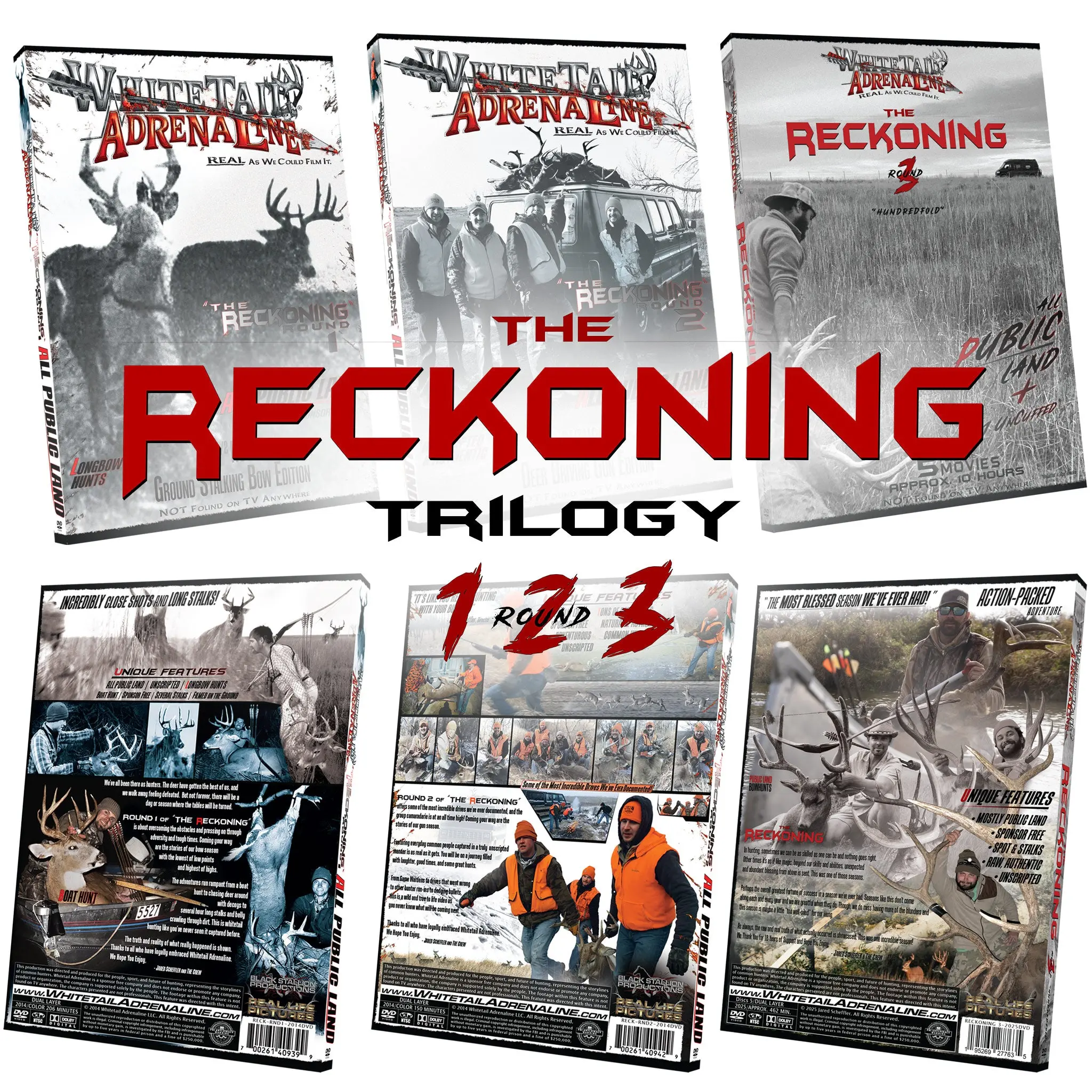 The Reckoning Trilogy (1,2,3) - Round 1-3, Season 7 & 15 - 7 Action Drama Adventure Thrill Whitetail Movies, 15.7-Hour DVD Collection
