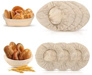 Tatuo 6 Pieces Bread Banneton Proofing Basket Liner Cloth Cover Round Brotform Liner Baking Dough Bread Baking Supplies(10 Inch Oval, 9 Inch Round)
