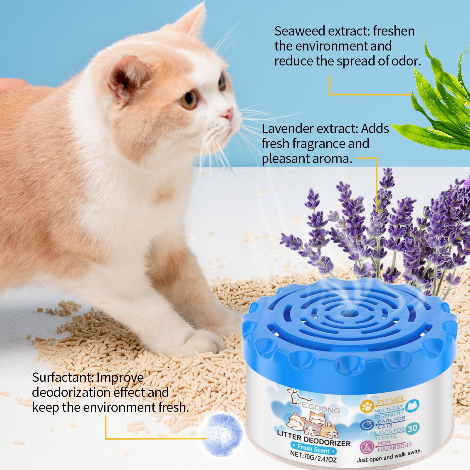 Cat litter odor remover canister - Cat feces and urine clean up of odors, fresh and pleasant fragrance, mild ingredients, toilet odor remover gel
