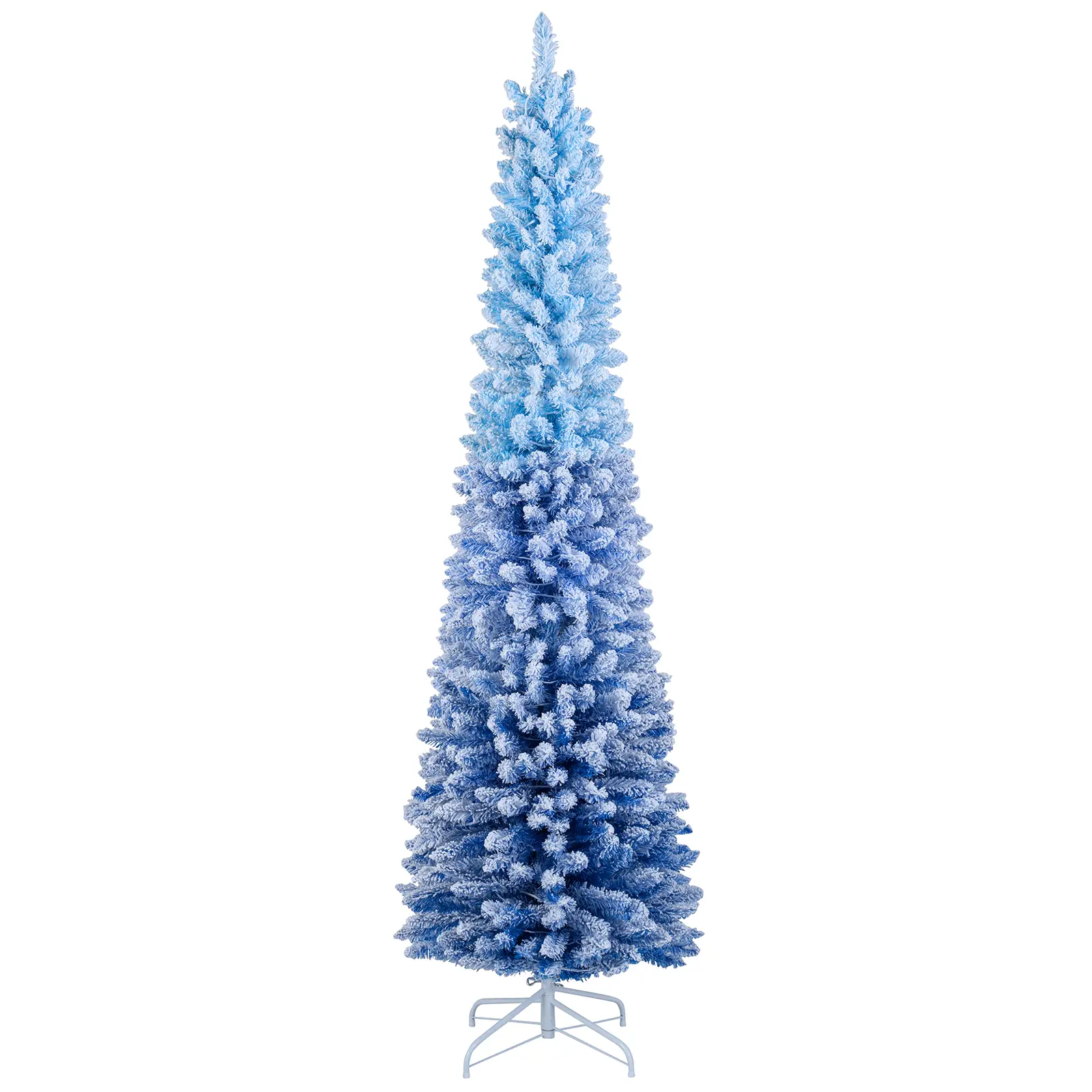 COSTWAY - 6/7 Feet Snow-flocked Artificial Christmas Tree Pre-lit Xmas Tree with 220/290 Warm White LED Lights-7 Feet