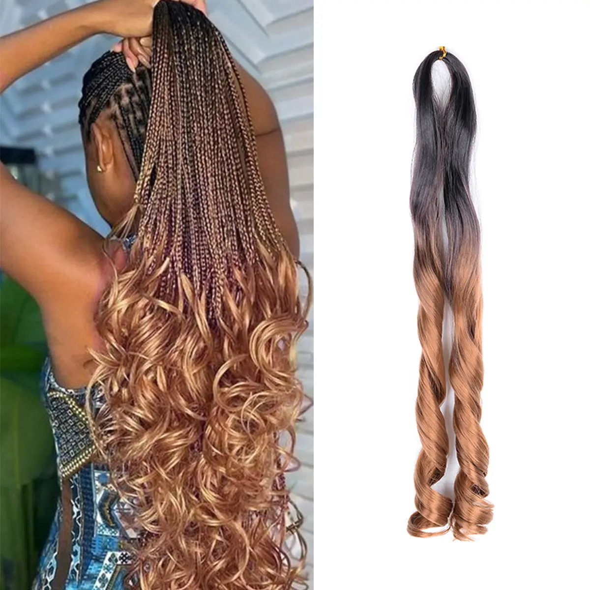 Synthetic French Curl Braiding Hair for Black Women 24Inch 8Packs Curly Braiding Hair  75g/Pack Bouncy French Curly Braiding Hair Extensions