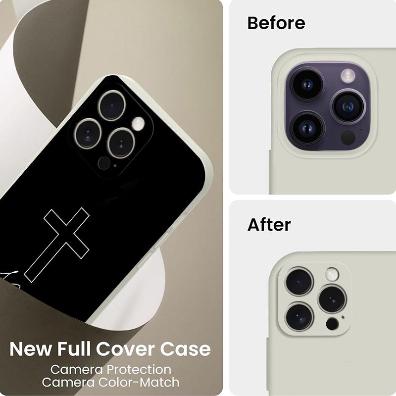 Minimalist Cross Pattern Straight Edge Phone Case for iPhone 17 16 15 14 Pro Max 13 12 11 XR XS Air Plus Shockproof Full Camera Protection Durable slim Silicone Cover