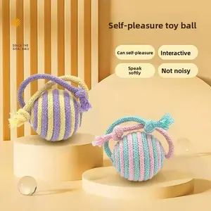 New cat toy ball macaron teaser stick for self-entertainment, boredom relief, interactive chewing ball with sound, pet toy dog car harness seatbelt quirky gift notangled sympathy training collars breathable mesh cat harness LED Light Up Dog Safety Collar
