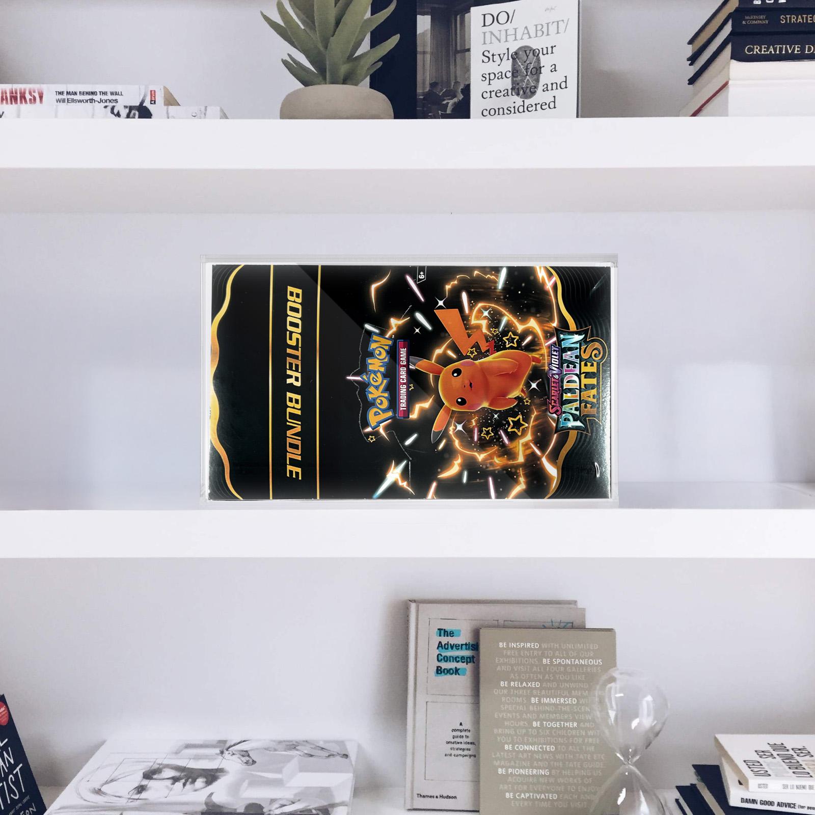 Acrylic Display Case For Booster Bundle PKMN TCG ETB Trading Graded Game Cards Stackable Storage Organizer Case Protector, Clear Magnetic Lid PKMN Booster Bundle Anime Cards Box Display Holder