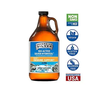 Sovereign Silver Bio-Active Silver Hydrosol for Immune Support - Colloidal Silver - 10 ppm, 64 fl oz