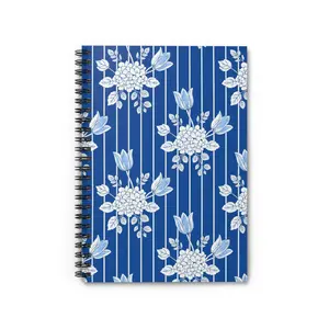 Blue Floral Stripe Spiral Notebook | Ruled Notebook