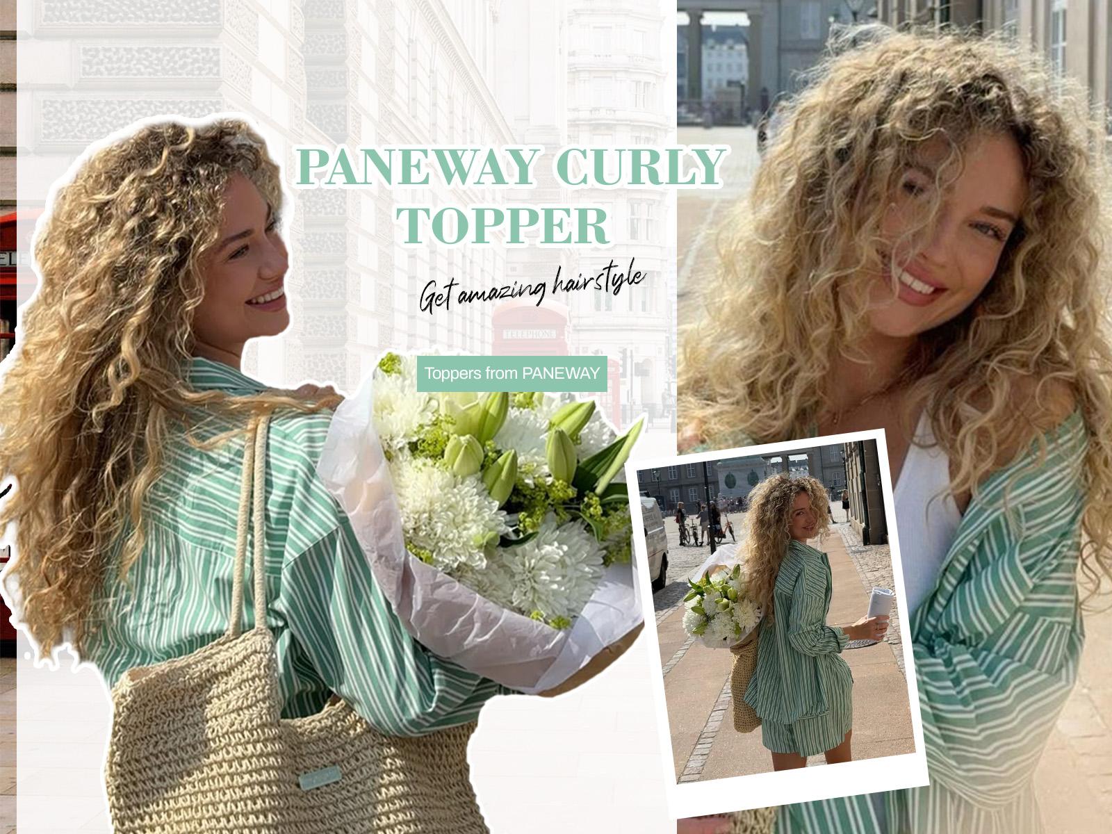 PANEWAY 20 Inch Curly Hair Topper for Women - Lightweight & Natural-Looking Clip-In Hairpiece for Instant Volume & Coverage, The Air-Light Solution for Thin Hair