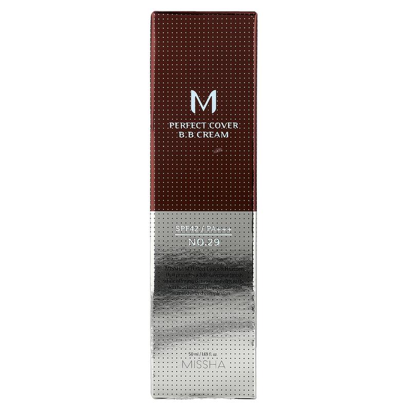 Missha M Perfect Cover B.B Cream, SPF 42 PA+++, No. 29 Caramel Beige, 1.69 fl oz (50 ml)