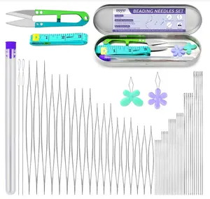 86 Pcs Beading Needles Set,6 Sizes Big Eye Seed Bead Needles,Long Straight Beading Needle,Twist Beading Needles,Flexible Needle for Beads