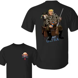 Hunter Trump With Michel0b Ultra Beer T-Shirt, Camo Hunter Trump, Hunting Dog Shirt, Hunting Season, Gift for Trump Supporter, Election 2024, Full Size