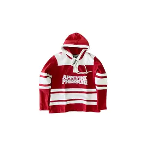 Hockey Hoodie Long Sleeve Fleece Menswear Tops Embroidered Sleeve