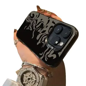 Black and white interwoven fluid texture visual fluidity suitable for iPhone 17 16 15 14 13 12 11 PRO MAX PLUS,AIR and iPhone XR XS MAX 7 8Plus 16E SE, anti slip business fashion personality, holiday gifts, fluid art, visual impact