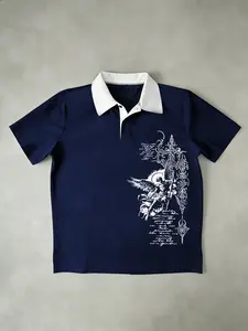 Dark Gothic Angel Cross Print Polo Shirt | Menswear | Soft Breathable Cotton | Streetwear Graphic Tee Alternative | Y2K Grunge Egirl Eboy Fashion | TikTok Viral 2026 Trend | Edgy Retro Vintage Style | Casual Street Style | Unisex Fit | Everyday Wear