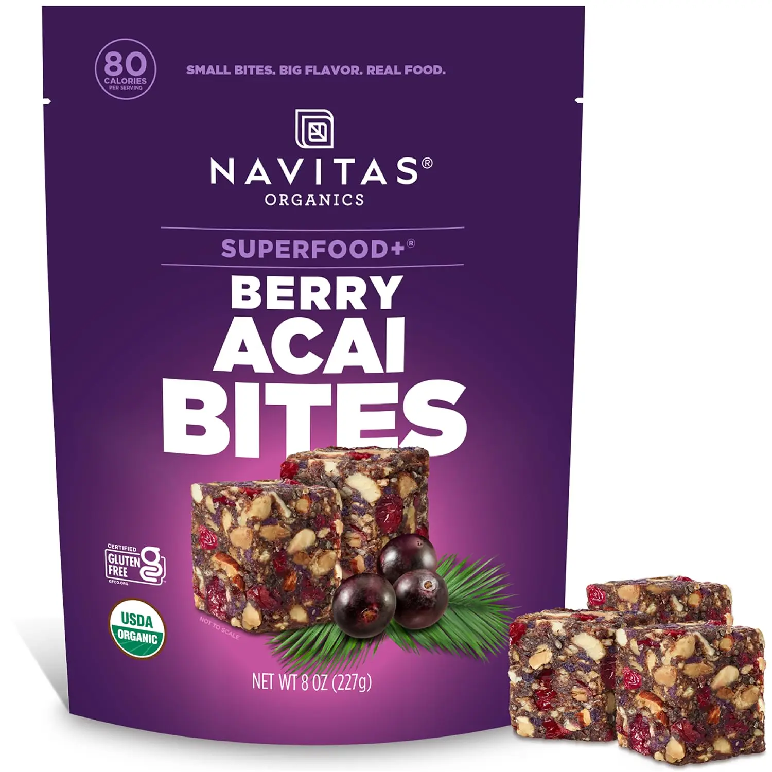 Organics Vanilla Berry Acai Fruit & Lemon Superfood+ Bites - 8oz Bag, 11 Servings, Plant-Based Power Snacks with Nuts, Chia Seeds, Goji Berries, Certified USDA Organic, Non-GMO, Gluten Free, Soy-Free, Kosher, Vegan, Clean Energy