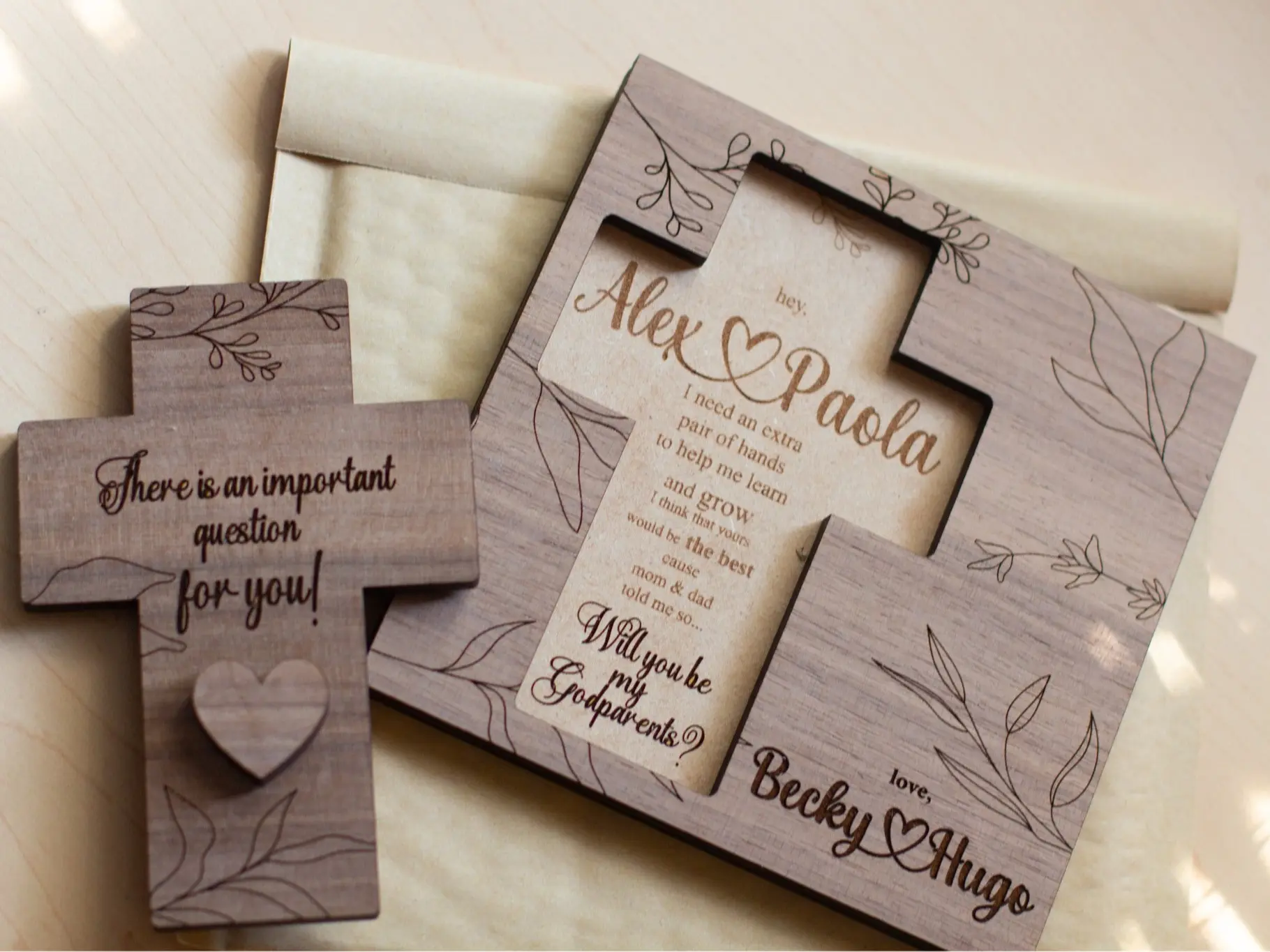 Will you be my godparents? cute gift idea, personalized, laser cut, godparent proposal, godmother, asking godmother,